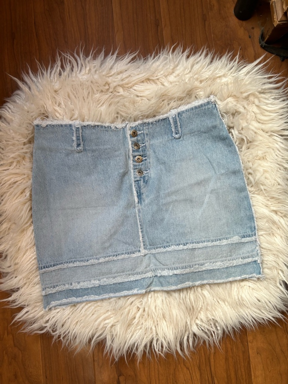 Route 66 VTG Light Blue Denim Button-Fly Skirt